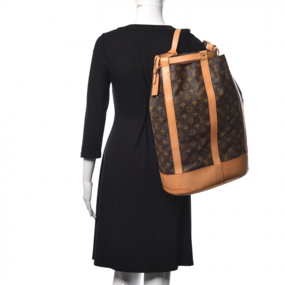Louis Vuitton Brown Monogram Canvas and Tan Leather Bucket Tote